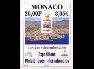 Monaco Mi.Nr. 2527 Briefmarkenausstellung MONACO 2000 (20,00/3,05)