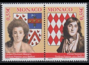 Monaco Mi.Nr. Zdr.3106-07 Int.Briefm.ausst. TIMBRES PASSION 2012, Belfort